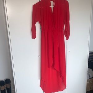 Beautiful red slit front dress